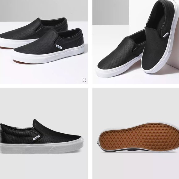 Vans Perf Leather Slip-On Shoe in Black - Picture 7 of 9